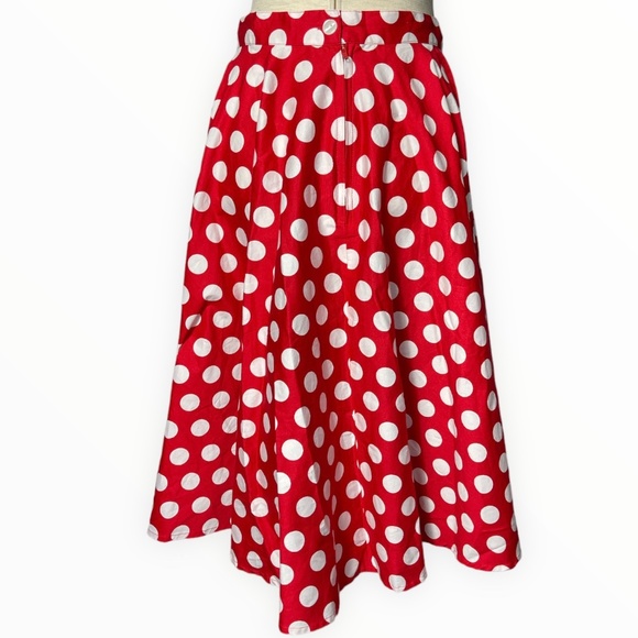 Hell Bunny Vixen Red & White Polka Dot Mariam Circle Skirt - Picture 3 of 7